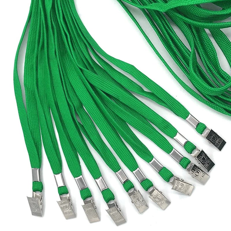 Bird Fiy Green Lanyards 100 Pack Bulk Badge Lanyards with Clip Neck Flat Lanyard with Badge Lanyard Bulldog Clip - Image 4